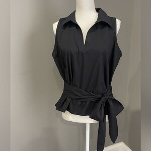 ✨Worthington Black Sleeveless Blouse with Tie Waist✨